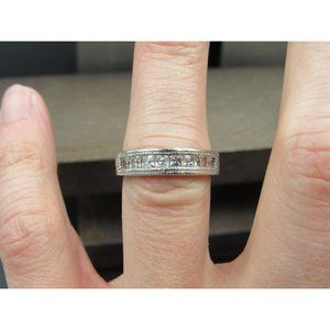 Size 6.25 Sterling Silver Square Cubic Zirconia Channel Band Ring